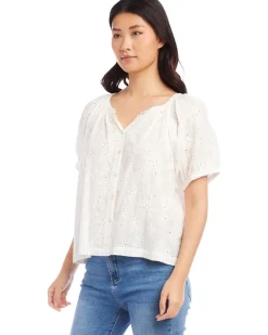Eyelet Peasant Top
