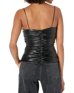 Faux Leather Ruched Cami