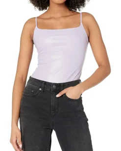 Faux Leather Spaghetti Strap Bodysuit BDS309