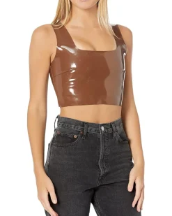 Faux Patent Leather Crop Top FLT110