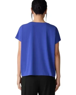 Fine Stretch Jersey Knit Crew Neck Square Top