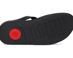 Fino Crystal-Chain Leather Toe-Post Sandals