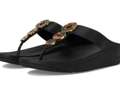 Fino Resin-Hoop Leather Toe-Post Sandals