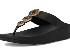 Fino Resin-Hoop Leather Toe-Post Sandals