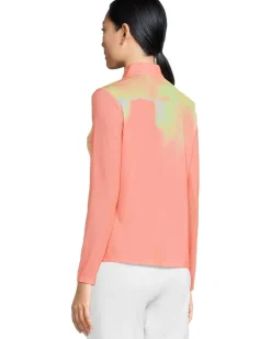 Flare Print Long Sleeve Sunsense 1/4 Zip Top