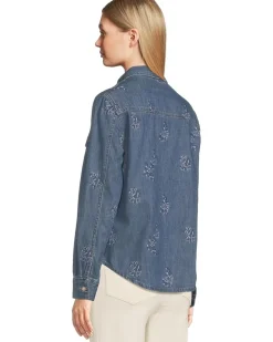 Flora Embroidered Denim Long Sleeve Shirt