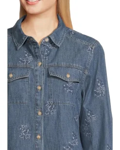 Flora Embroidered Denim Long Sleeve Shirt