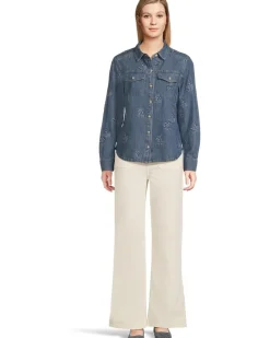 Flora Embroidered Denim Long Sleeve Shirt