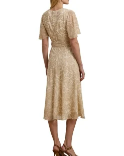 Floral Belted Crinkle Georgette Dress