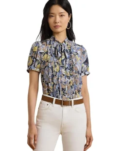 Floral Georgette Puff Sleeve Shirt