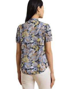Floral Georgette Puff Sleeve Shirt