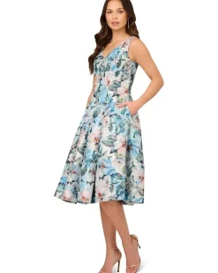 Floral Jacquard Midi Dress
