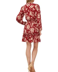 Floral Long Sleeve Ruffled Dress