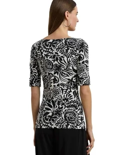 Floral Stretch Cotton Boatneck Tee