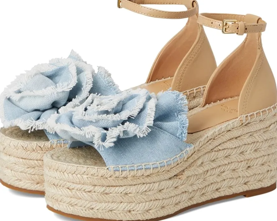Flourish Denim Espadrille Wedge Sandals
