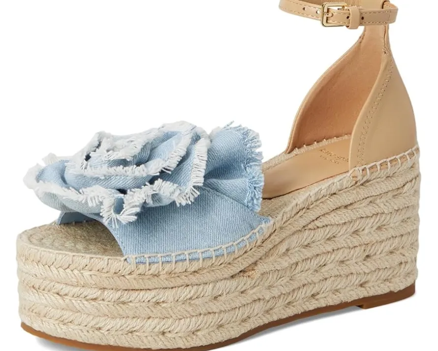 Flourish Denim Espadrille Wedge Sandals