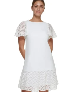 Flutter Sleeve and Hem Shift Dress