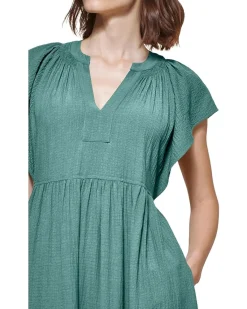 Flutter Sleeve Gauze Midi Dress