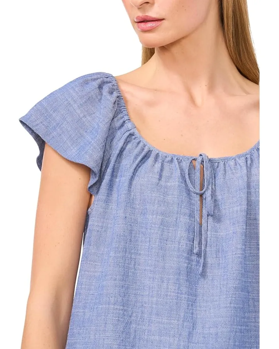 Flutter Sleeve Tie Front Top