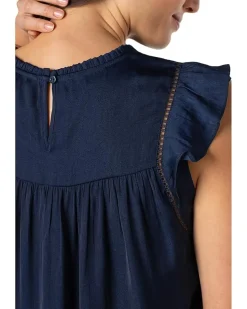 Flutter Sleeve Woven Top With Trim Detail