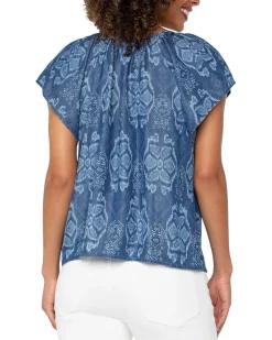 Flutter Sleeve Woven Top With Front Tie Detail