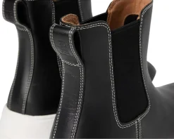 F-Mode Contrast-Stitch Flatform Chelsea Boots