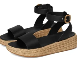 F-Mode Espadrille Leather Flatform A/Strap Sandals