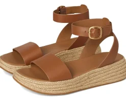 F-Mode Espadrille Leather Flatform A/Strap Sandals