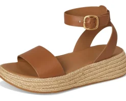 F-Mode Espadrille Leather Flatform A/Strap Sandals