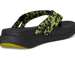 F-mode Go Leopard Webbing Strappy Flip-flops