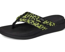 F-mode Go Leopard Webbing Strappy Flip-flops