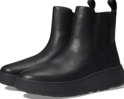 F-Mode Leather Flatform Chelsea Boots