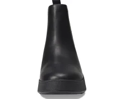 F-Mode Leather Flatform Chelsea Boots