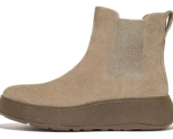 F-Mode Suede Flatform Chelsea Boots 2-Tone Elastic