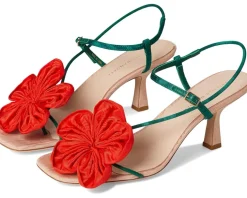 Frank Flower Applique Heeled Sandals