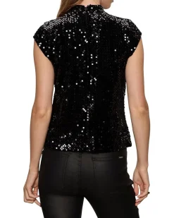 Funnel Neck Sequin Top