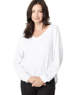 Fuzzy Flecked Fleece Easy V-Neck Top