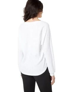 Fuzzy Flecked Fleece Easy V-Neck Top