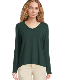 Garment Dye Tees - Long Sleeve V-Neck Knit Top