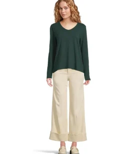 Garment Dye Tees - Long Sleeve V-Neck Knit Top