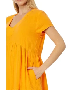Gauze - Short Sleeve V-Neck Dress
