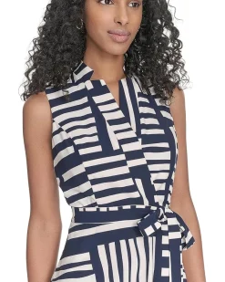 Geo Print Faux Wrap Dress