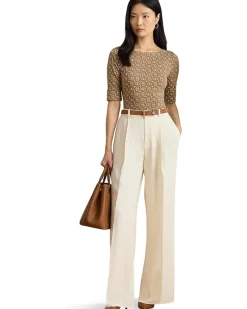 Geo-Print Stretch Cotton Boatneck Tee