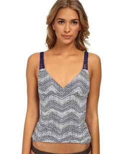 Gisele Shirred Tankini w/ Macrame Trim