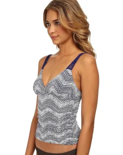Gisele Shirred Tankini w/ Macrame Trim