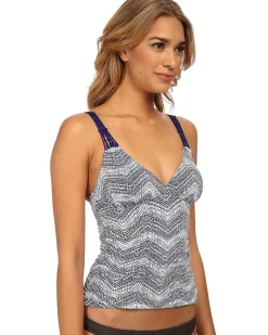 Gisele Shirred Tankini w/ Macrame Trim