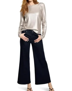 Glazed Rib Boat Neck Tee