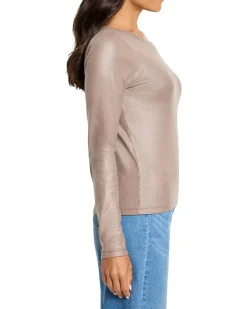 Glazed Rib Boat Neck Tee