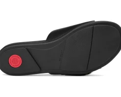 Gracie Crystal Maxi-Buckle Leather Slides