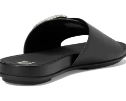 Gracie Crystal Maxi-Buckle Leather Slides
